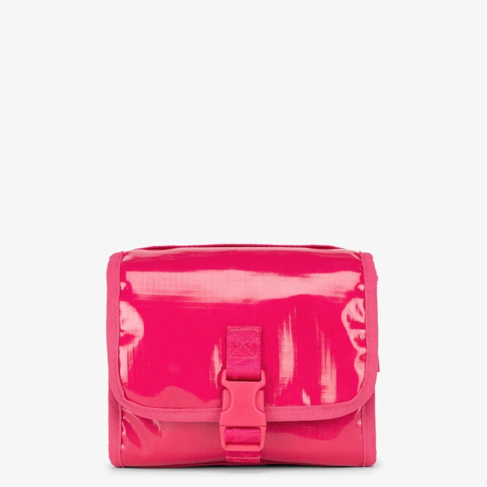 Calpak Terra Dragonfruit Pink Cosmetic Bag with Glossy Finish and Boxy Shape
